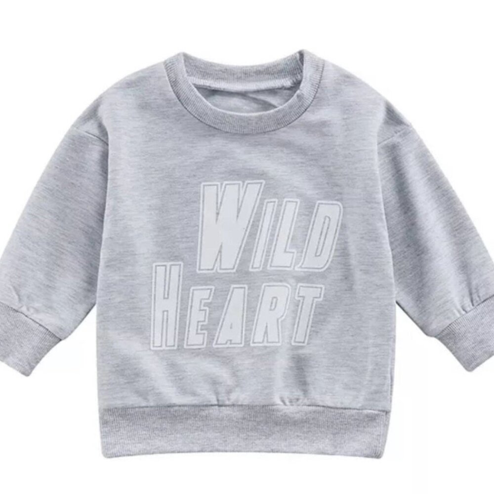 Tiny Trendsetter - Wild Heart Pullover - Heather Grey